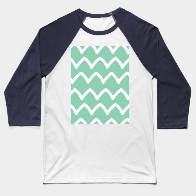 Aquamarine white waves Baseball T-Shirt by essskina